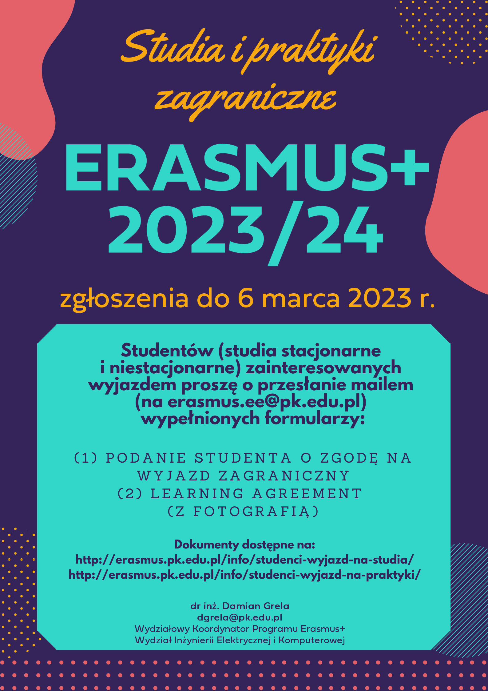 Kwalifikacje na wyjazdy zagraniczne w ramach programu Erasmus+ w roku akademickim 2023/24