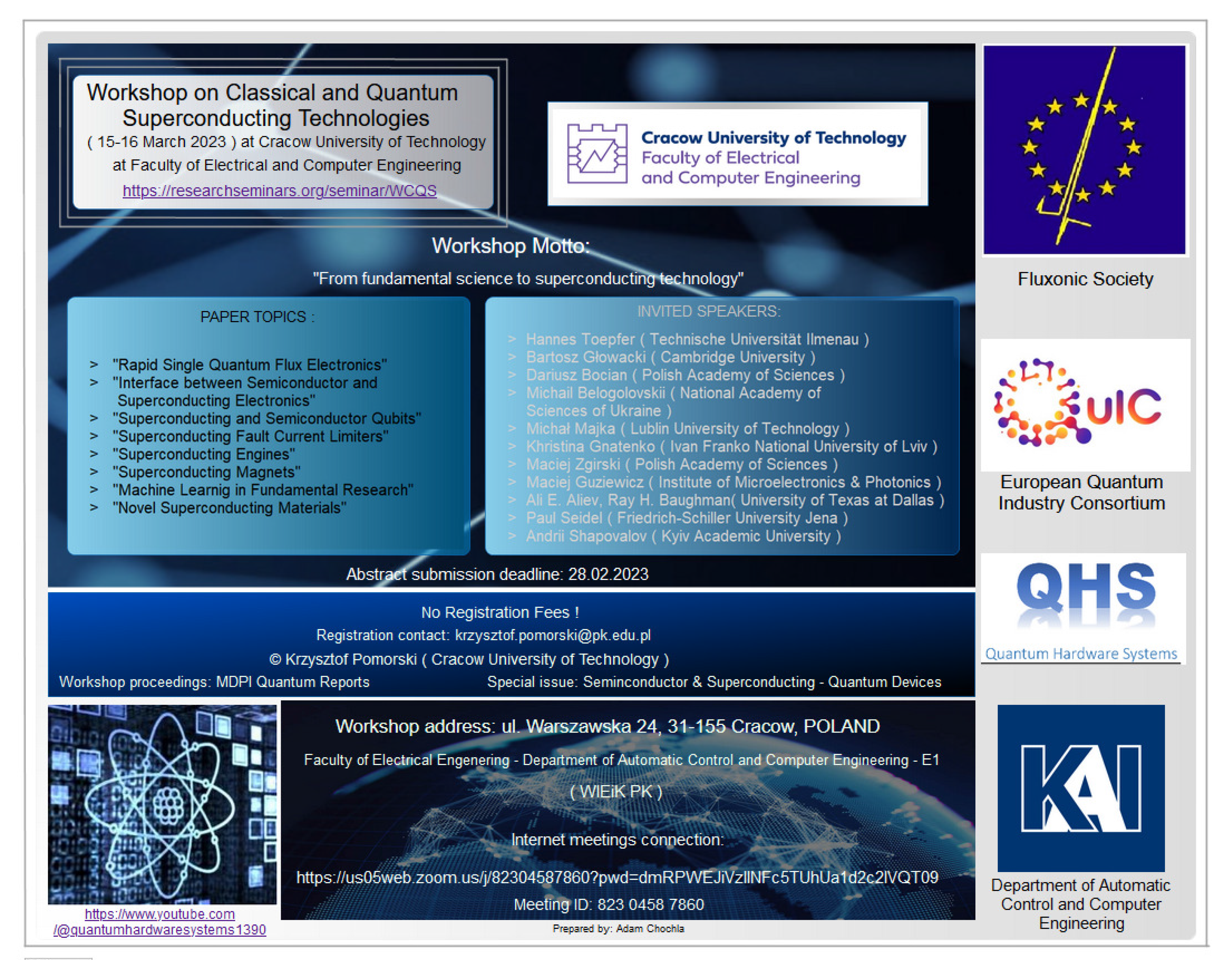Workshop on Classical and Quantum Superconducting Technology, 15-16 marca 2023, WIEiK