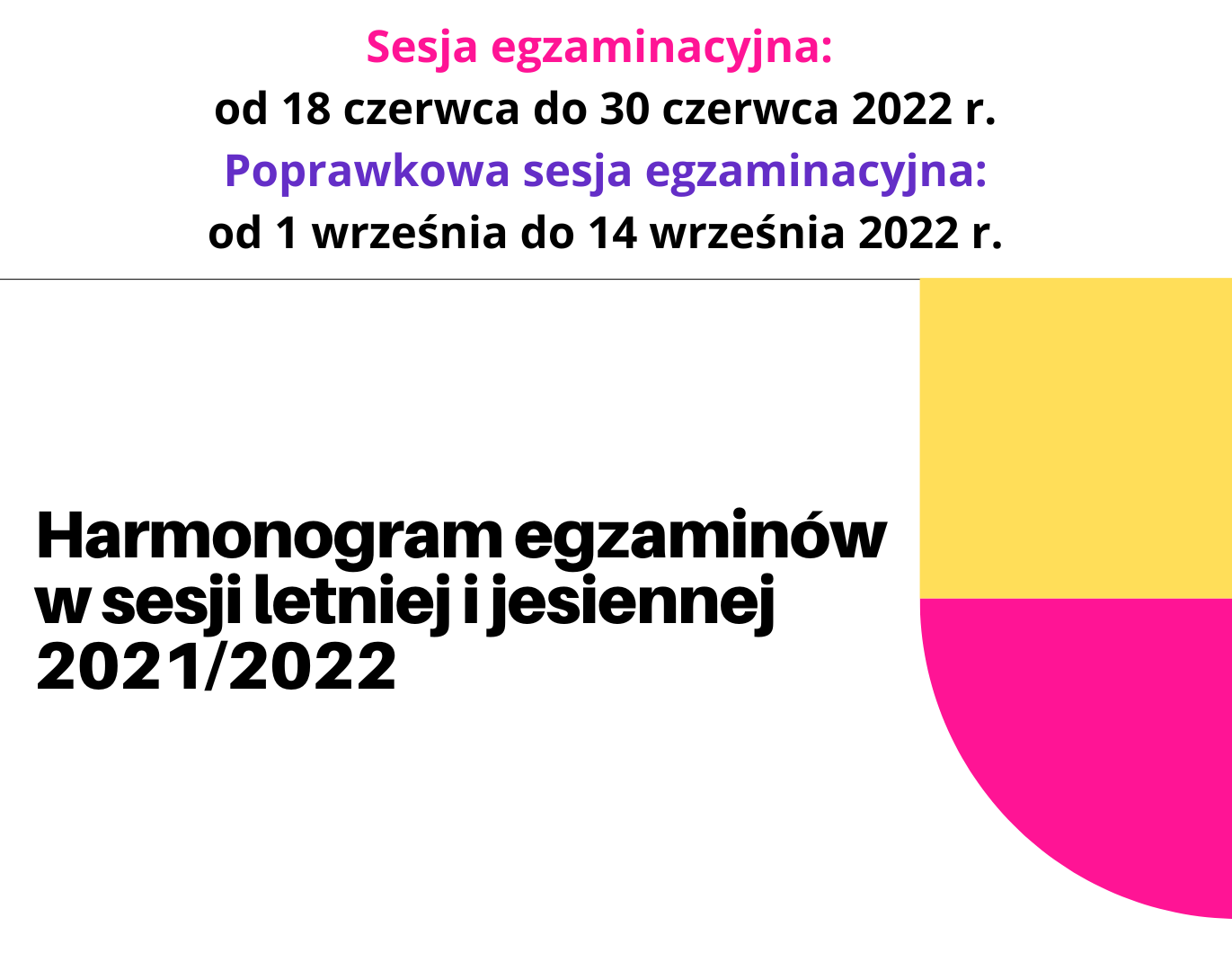 Harmonogram egzaminów w sesji zimowej