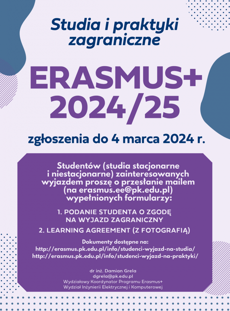 Kwalifikacje na wyjazdy zagraniczne w ramach programu Erasmus+ w roku akademickim 2024/25