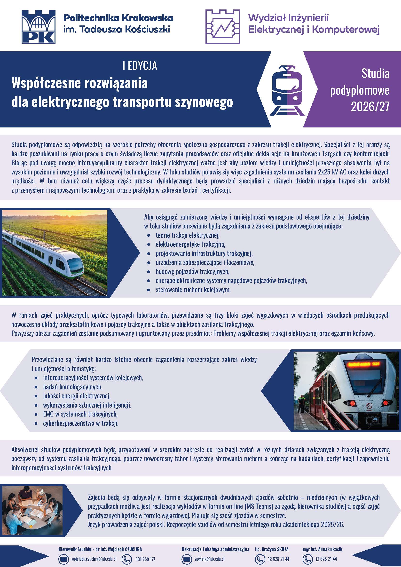 Rozpoczęcie I edycji studiów podyplomowych – Współczesne rozwiązania dla elektrycznego transportu szynowego